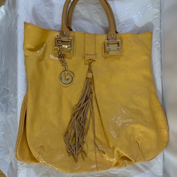 Mustard Rough Leather Bag by Charles Jourdan -NWOT - Picture 2 of 14